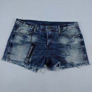 BLANK NYC Distressed Acid Wash Denim Shorts, sz 30